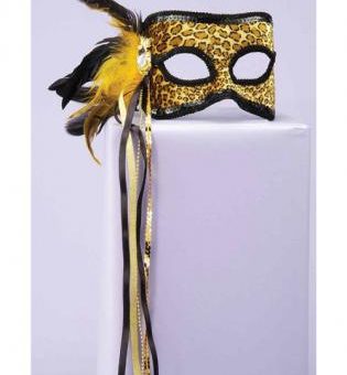 Venetian Mask Feathers, Beads Leopard