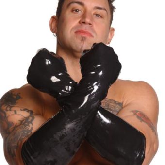Men's Large Elbow Length Gloves Black Bulk