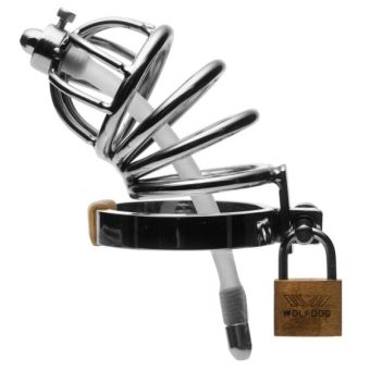 Stainless Steel Chastity Cage With Silicone Urethral Plug