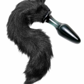 Tailz Midnight Fox Glass Butt Plug With Tail Black