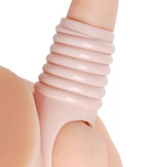 Really Ample Ribbed Penis Enhancer Sheath Beige