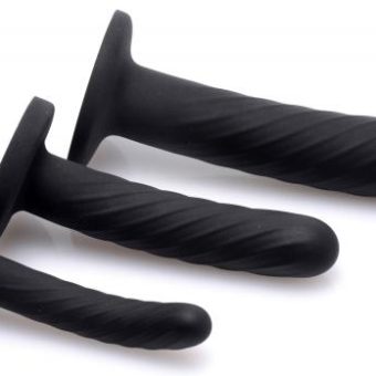 Trintiy Strap On Silicone 3 Piece Dildo Set Black