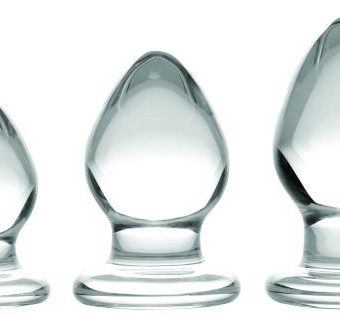 Triplets 3 Piece Glass Anal Plug Kit