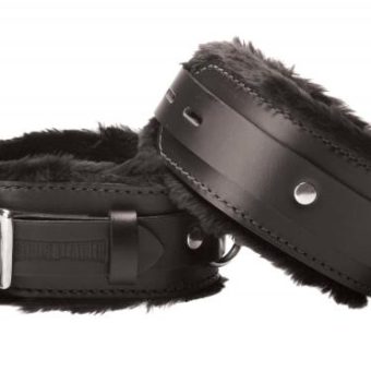 Strict Leather Premium Fur Lined Ankle Cuffs Black