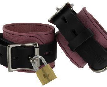 Strict Leather Pink Black Deluxe Locking Wrist Cuffs