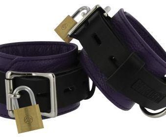 Strict Leather Purple Black Deluxe Locking Wrist Cuffs