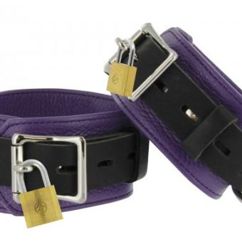 Strict Leather Purple Black Deluxe Locking Ankle Cuffs