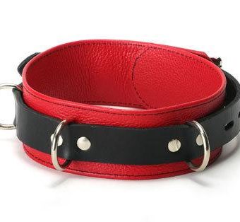 Strict Leather Deluxe Red Black Locking Collar