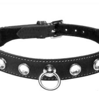 Leather Rhinestone Collar- Diamond