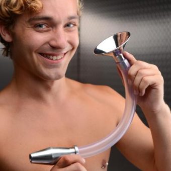 Stainless Steel Ass Funnel With Hollow Anal Plug