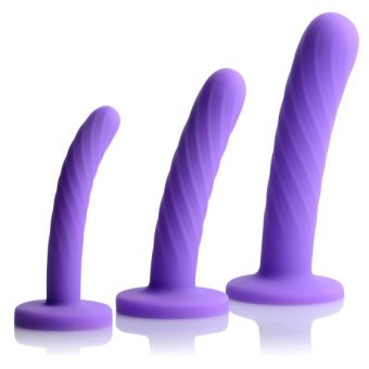 Tri-Play Silicone Dildo 3 Piece Set Purple