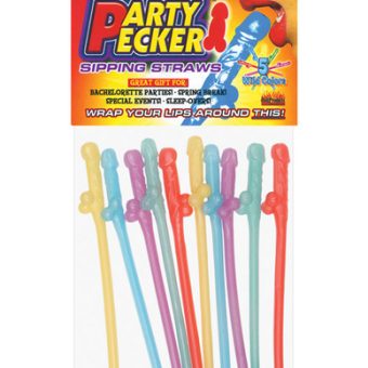Party pecker straws, assorted colors (10 pc bag)