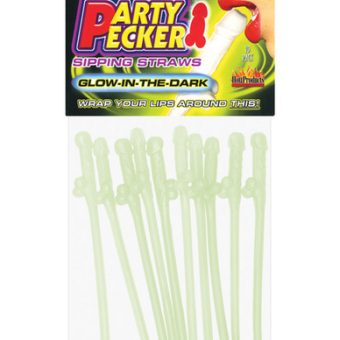 Party pecker sipping straws glow in the dark 10pc bag