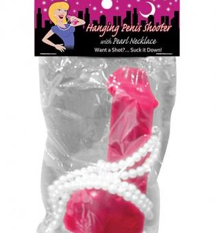 Hanging penis shooter w/pearl necklace