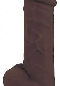 Fleshstixxx 8 inches Silicone Dildo with Balls Brown