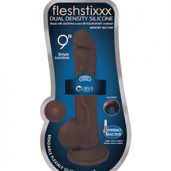 Fleshstixxx 9in Silicone Dildo W/ Balls Chocolate