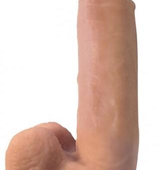 Big Shot 8 inches Vibrating Silicone Dong With Balls Beige