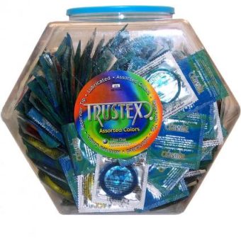 Trustex Lubricated Condoms Assorted Colors 288 Per Bowl