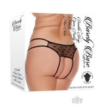 Barely B Dbl Strap Open Panty Ps Blk