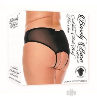 Barely B Crotchless Mesh Brief Blk Pls