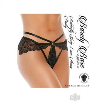 Barely B Butterfly Strap Thong Black