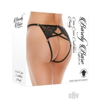 Barely B Criss Cross Crotchles Panty Blk