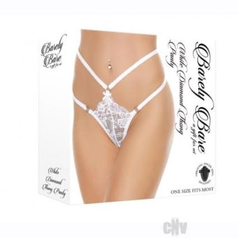 Barely B White Diamond Thong