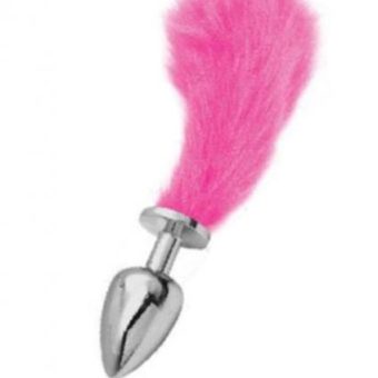 Chloe Small Silver Butt Plug Short Pink Tail