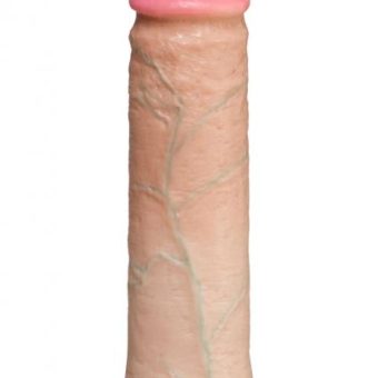 Hard Throb Realistic Vibrator With Sleeve 7 Inches Beige
