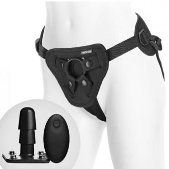 Vac-U-Lock Supreme Harness with Vibrating Plug
