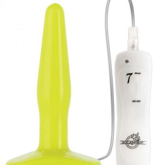 Glo Butt Plug Slim Vibrating Yellow 4 inches