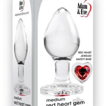 Aande Red Heart Gem Glass Plug Med