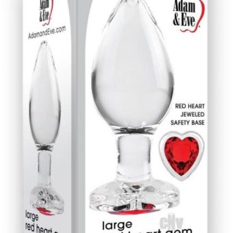 Aande Red Heart Gem Glass Plug Lg