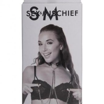 Sandm Amor Collar W/nipple Clamps  Blk/slv
