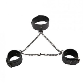 Sex & Mischief  Shadow Sparkle Collar & Cuff Set Black