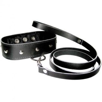 Leather Leash And Collar Black