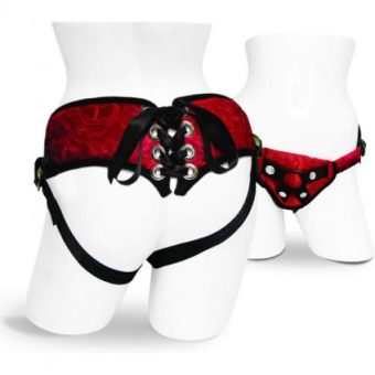 Red Lace Corsette Strap-On Adjustable