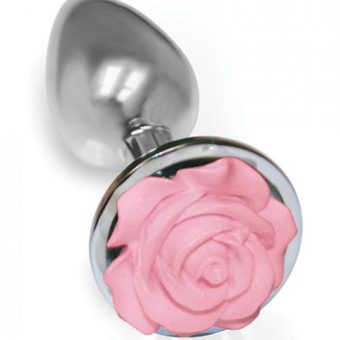 The Silver Starter Rose Floral Steel Butt Plug Pink