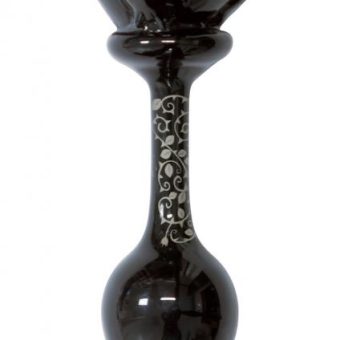 Fashionistas Rose Glass Butt Plug Large - Black
