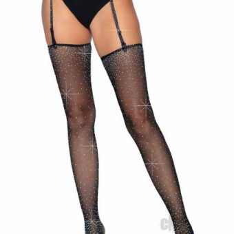 Rhinestone Garter/stocking 2pc Os Black