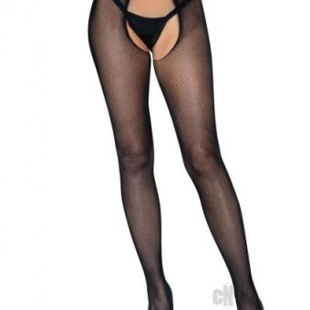 Micro Net Strap Crotchless Tights Os Blk
