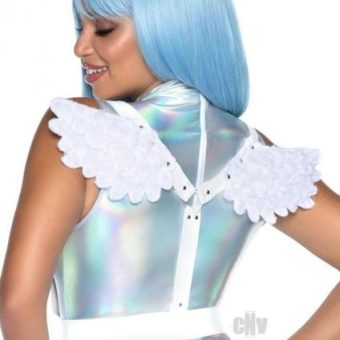 Furry Angel Wing Body Harness Os White