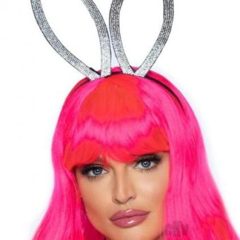 Rhinestone Bunny Headband/choker Silver