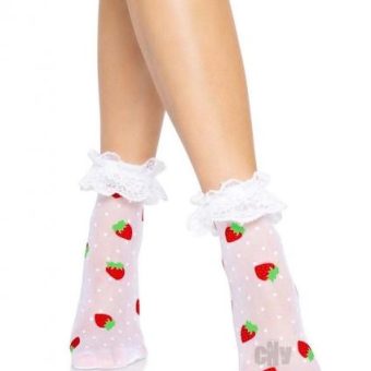 Strawberry Dot Ruffle Anklets Os Wht/red