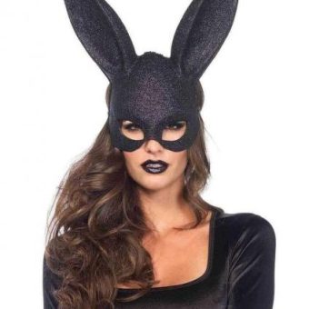Glitter Masquerade Rabbit Mask 6bx Black
