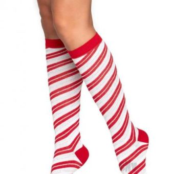Candy Cane Lurex Knee High Os Red/wht