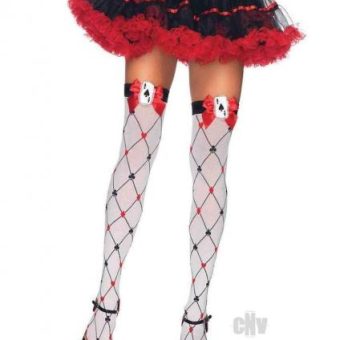 Woven Diamon Suit Thigh High O/s Wht/red
