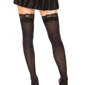 Nylon Stocking W/lace Top Os Blk