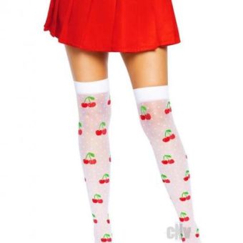 Spandex Dot Cherry Thigh Os Wht/red