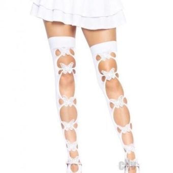 Opaque Butterfly Applique Thigh Os Wht